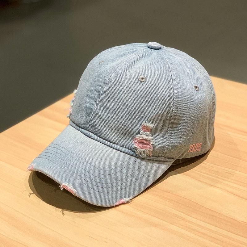 Vintage Denim Baseball Hat for Women Streetwear Hip Hop Holes Snapback Cap Summer Outdoor Sunshade Visors