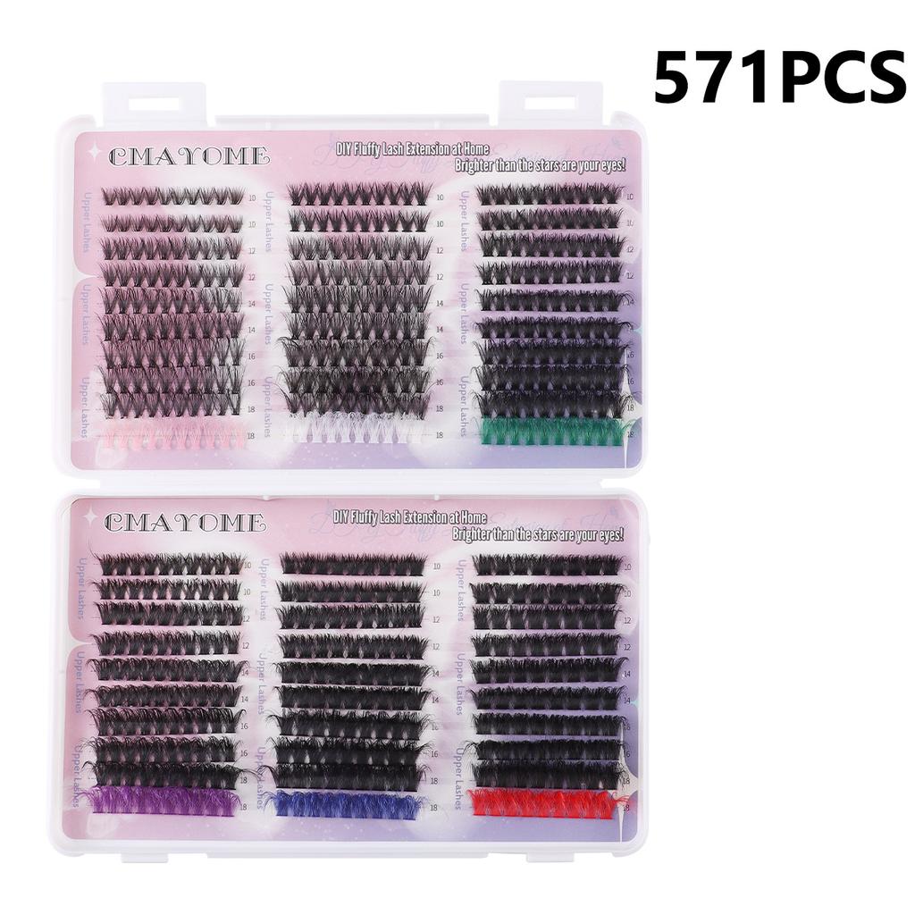 Diy False Eyelashes Single Tuft Eyelash Book 571 Tufts Mixed Model With Eyelash Glue Tool Set