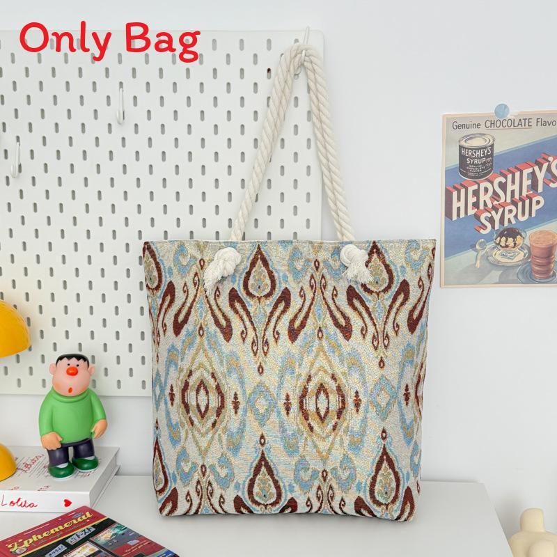 Mandala Canvas Shoulder Bag With Embroidery For Daily Use