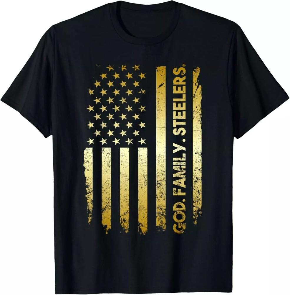 God Family Steelers Pro Us Flag Shirt Father039;s Day Dad Gift T-Shirt Unisex T-Shirt XXL