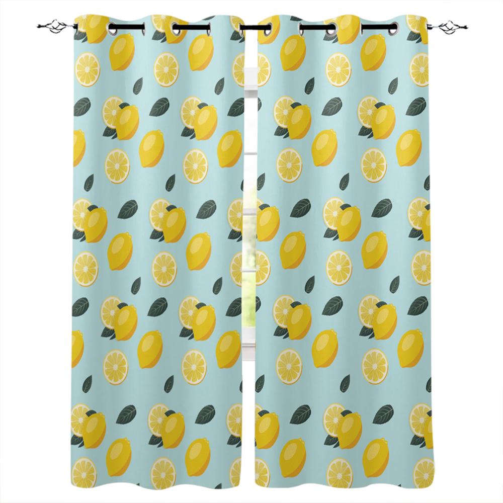Small Fresh Summer Style Lemon Fruit Luxury Home Curtains Modern Home Supplies Living Room Bedroom Custom Curtains