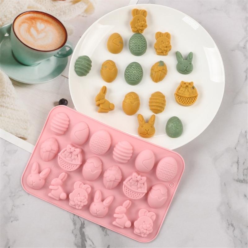 Food Grade Silicone Chocolate Mold Easters Themed Rabbit Eggs Cake Cookie Mould Convenient Kitchen Dessert Baking Tool