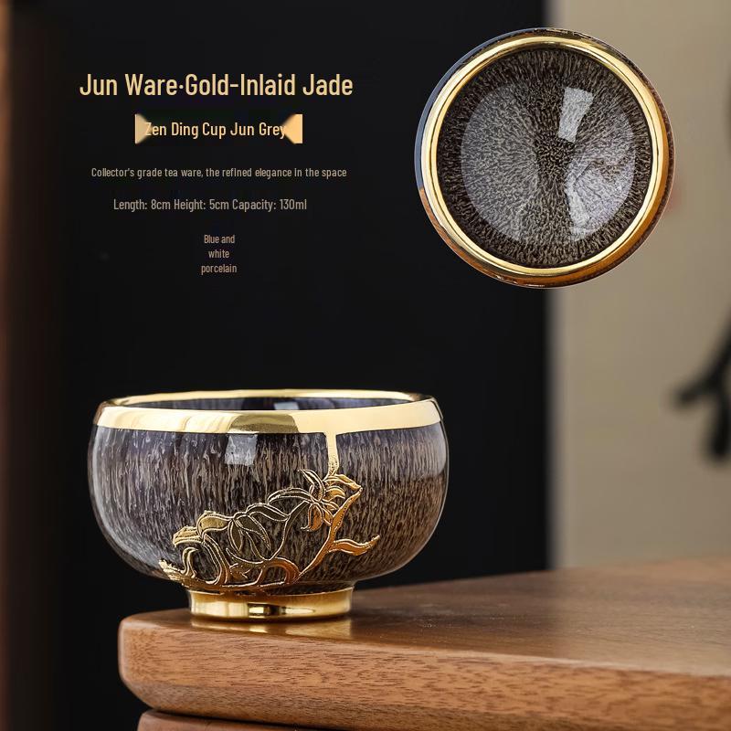 Kiln-Changed Jun Porcelain Ceramic Tea Cup