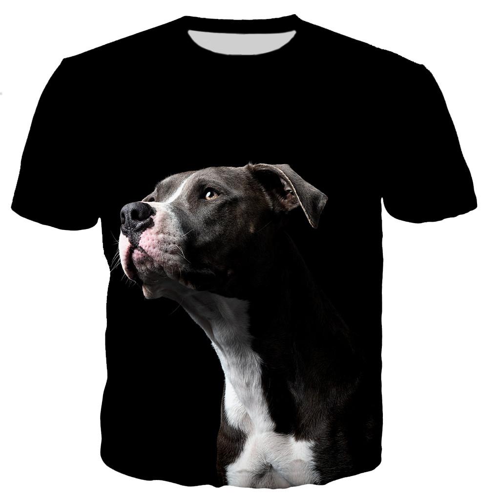 Funny Bull Terrier 3d Print Cute Dog Pattern Men Ladies Kids Harajuku T Shirt Street Breathable Lightweight Summer Sports Top