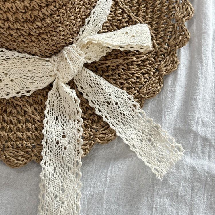 Lace Lace Hollow Straw Hat Women's Summer Travel Sunscreen Beach Seaside Sun Hat Foldable Sun Hat