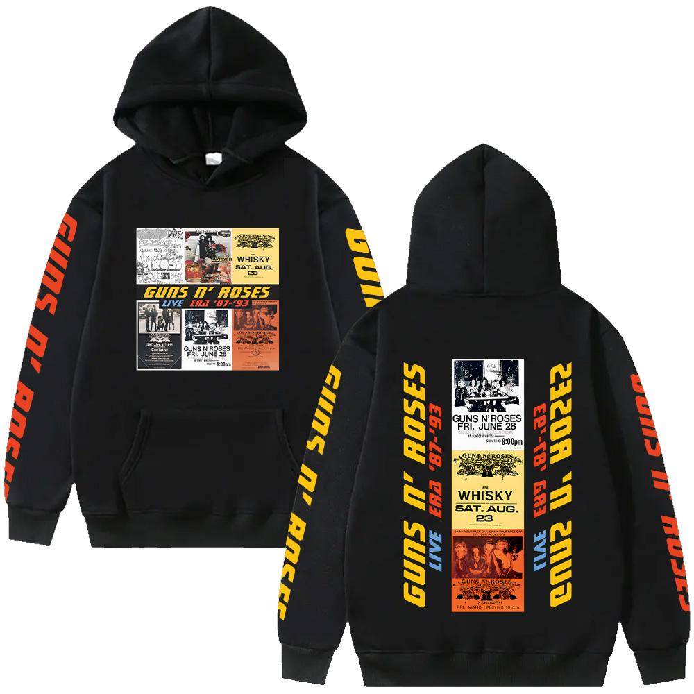 Guns N Roses LIVE ERD 87- 93 Hoodie Rock Band HipHop Streetwear Retro Fashion Women Men Sweatshirt Long Sleeve Hoody High Street XS