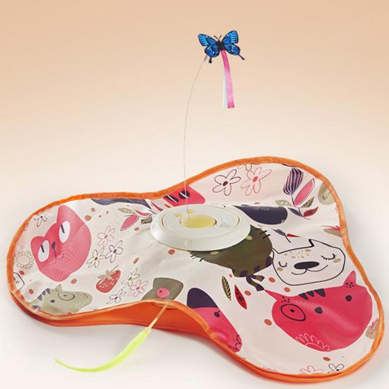 Hide And Seek Cat Toy Interactive Automatic Play Toy with Butterfly Wand And Moving Concealed Feather Kitten Exercise Hunting Game