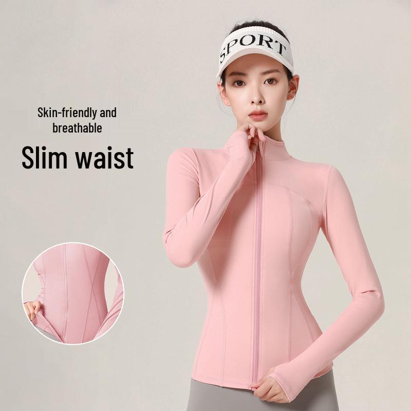 

Spring Nude Slim Fit Yoga Jacket - Stand-Up Collar for Running & Fitness M