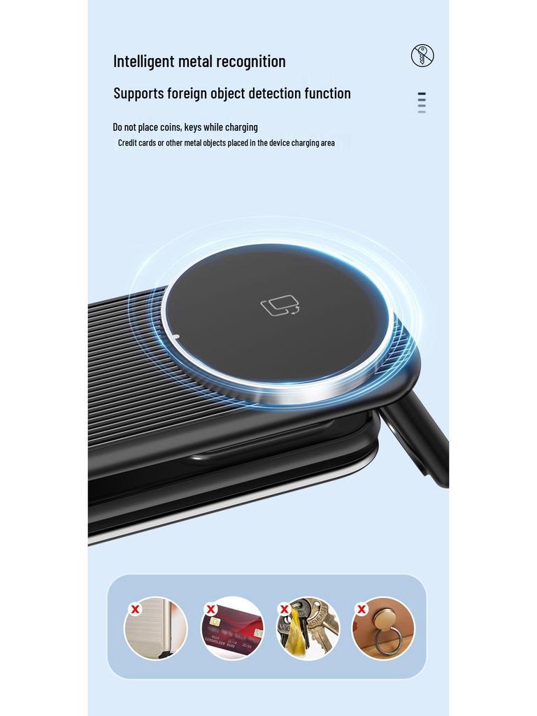 3-in-1 Foldable Wireless Charging Stand with Magnetic Cable for Fast Charging