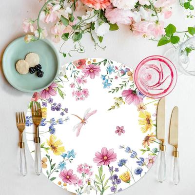 Dragonfly Wildflower Disposable Table Mats for Spring Weddings & Parties