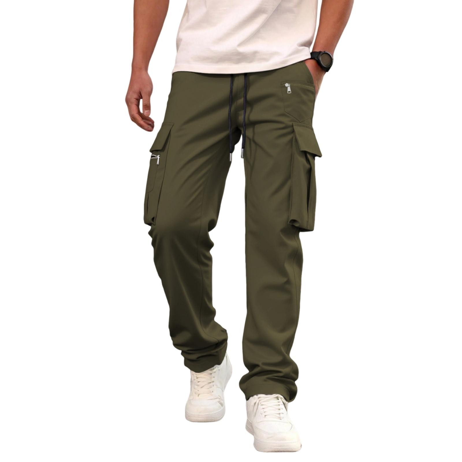 Men s Loose Fit Multi-Pocket Casual Cargo Pants L