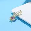 New Cubic Zirconia Pink Rabbit Brooches For Women Cute Animal Pin Copper Material Suit Dress Accessories
