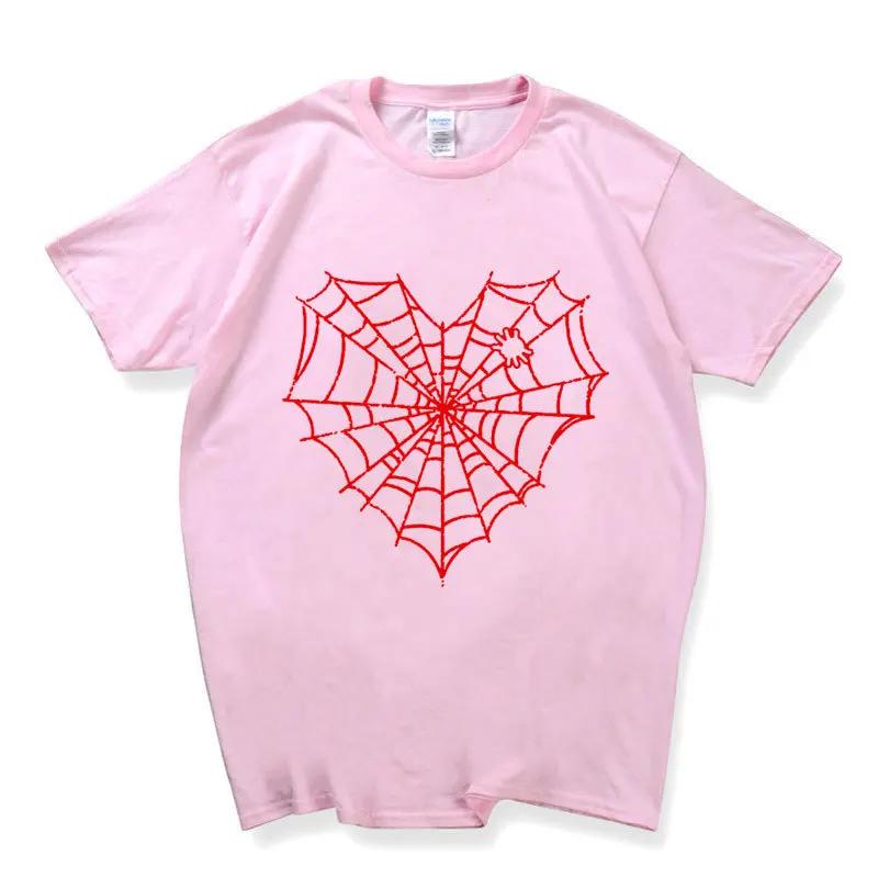 Dark Spider Web Printed Unisexs and Womens Casual Sports Tshirt Couple Modal Fabric Shortsleeved Top Streetwear Graphic Tshirts