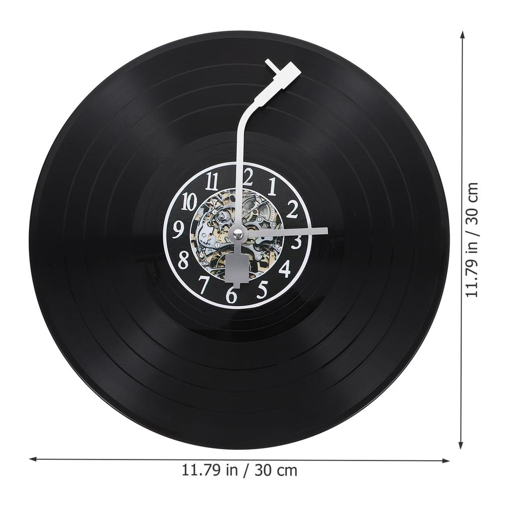 Homoyoyo Schallplatten Wanduhr, 12 Zoll, 335g, Retro Dekor, Leise Wanduhr für Schlafzimmer/Wohnzimmer, Einfache Installation, Innenwanduhr