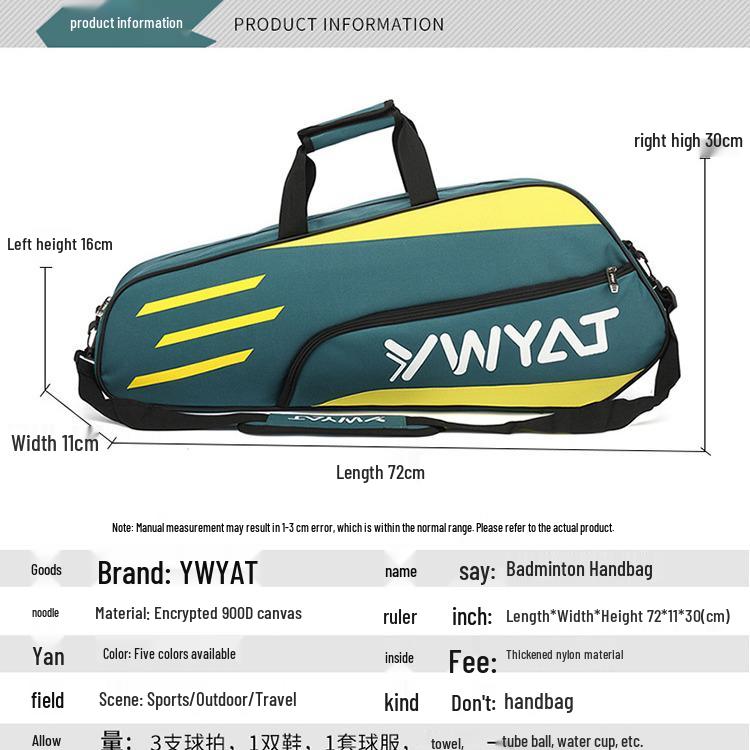 2020 Korean Style Badminton Backpack, Double/Single Shoulder, Holds 3 Rackets, Unisex, Student Edition.