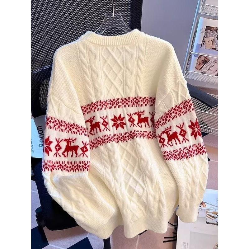 Girls Fair Isle Knit Sweater Winter Thick Soft Pullover Top Sweet Style