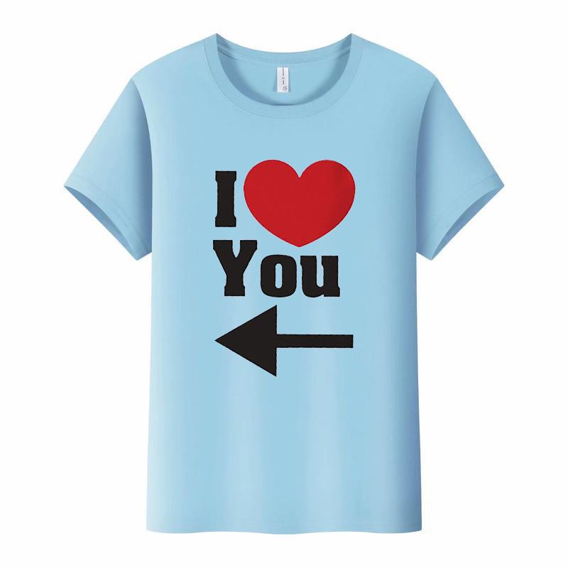 Te Iubesc Inimă Săgeată Imprimeu Tricou de Cuplu Mânecă Scurtă Gât O Larg Rege Regină Tricou Iubitori Tricou Topuri Haine Femei