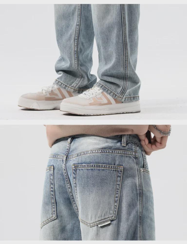 Men's Elastic Loose Straight Wide-Leg Jeans - Large Size Casual Spring/Summer Trendy Pants