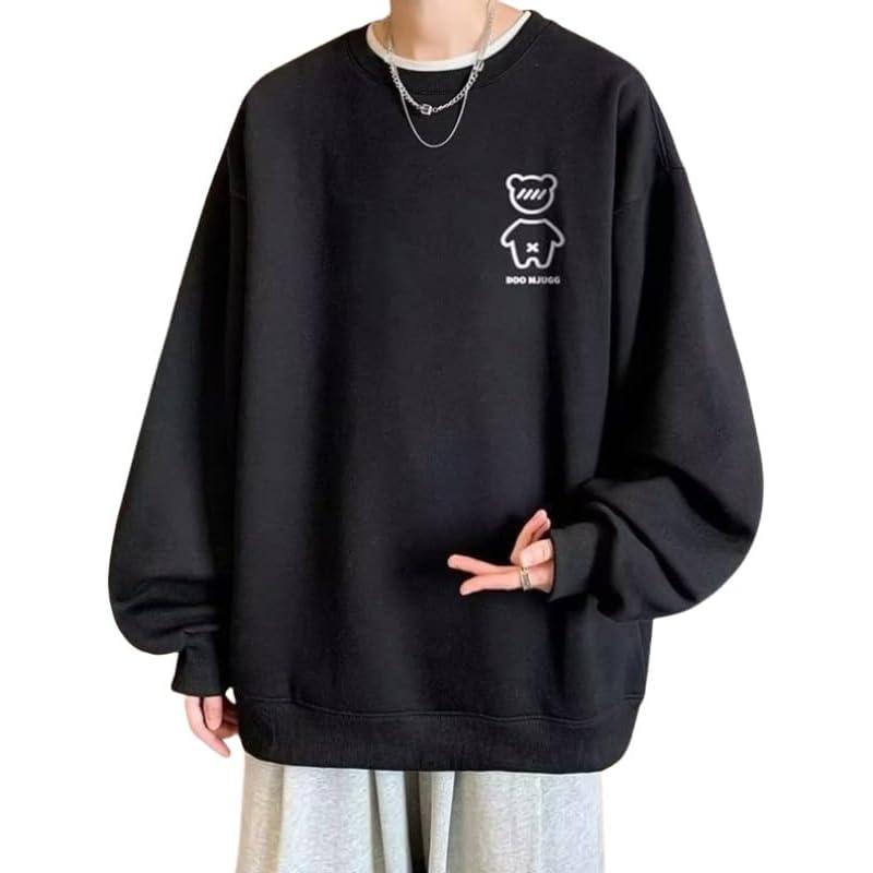 [FEISEDY] Hoodie Sweatshirt Men s Stylish T-Shirt Pullover Casual Loose Large Size Hoodie Round Neck Long Sleeve Soft Light Comfortable Popular