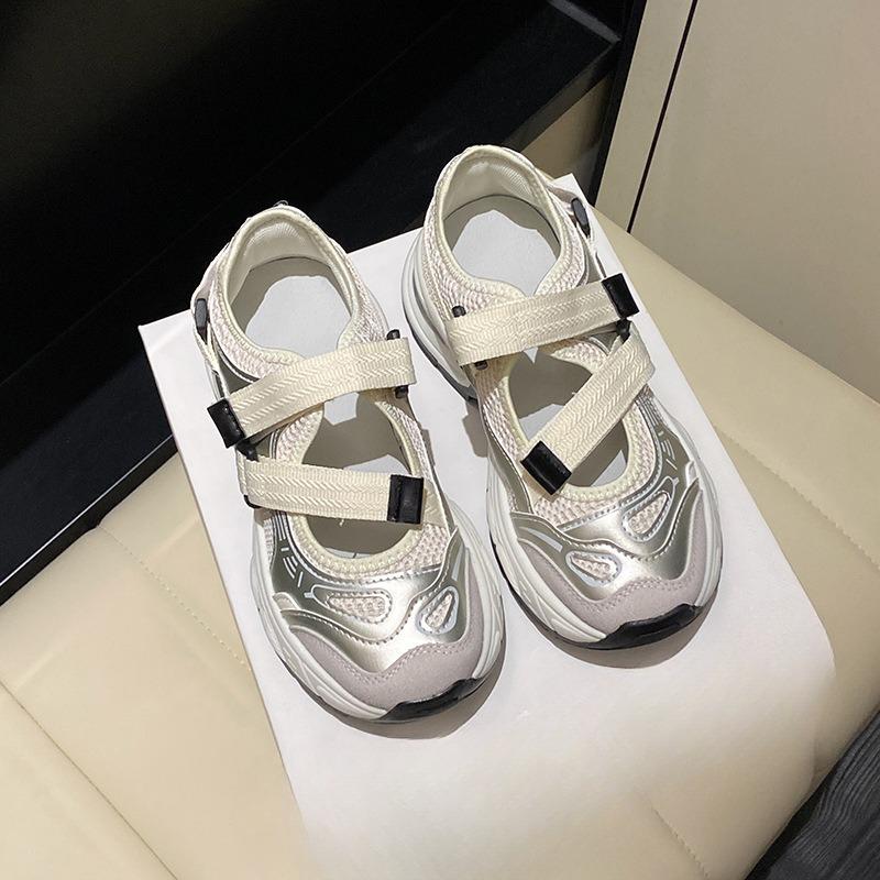 

Breathable Dad Shoes Thick-soled Casual Shoes Perforated Versatile Sports Shoes 35 бежевий