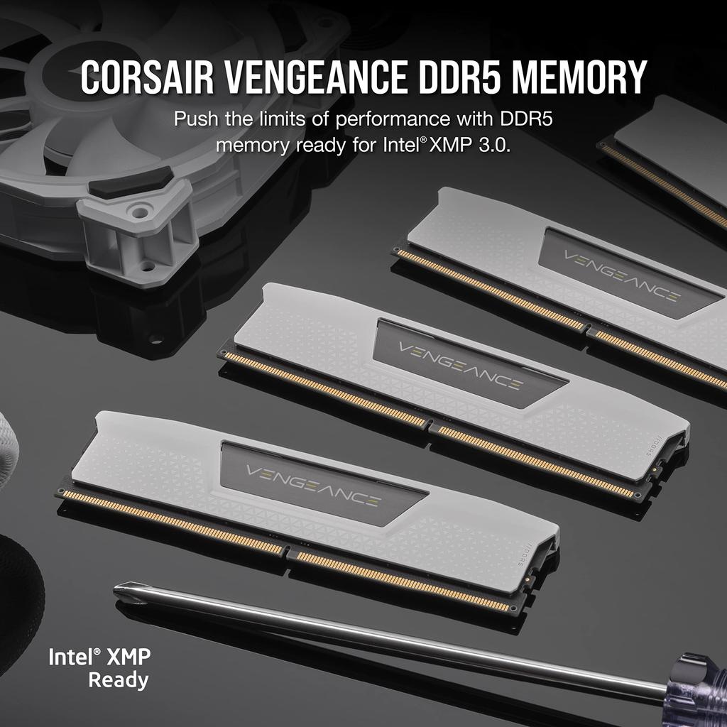 CORSAIR Desktop PC Memory VENGEANCE DDR5 Series Intel XMP Memory Kit 48GB White x CMK48GX5M2B6000C30W DDR5-6000MHz [24GB 2]