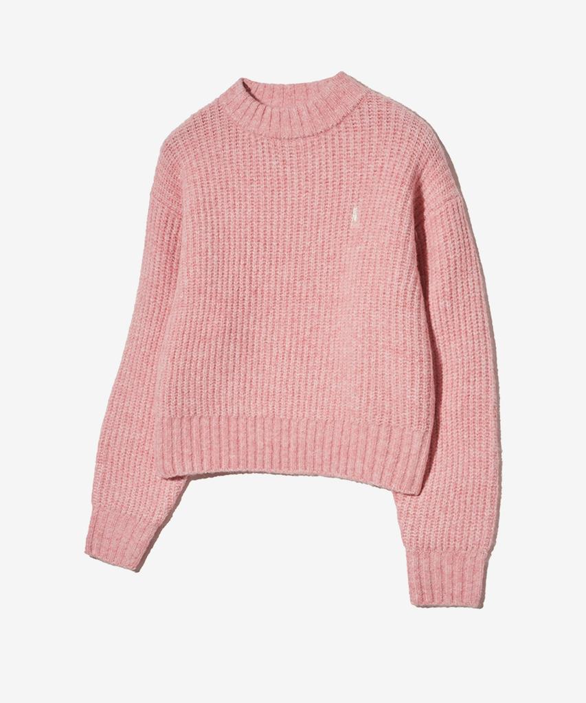 YALE Women'S Boucle Mock Neck Crop Knit_Pink