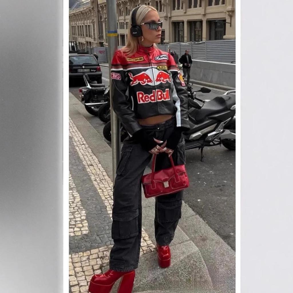 Kurtka Motocyklowa F1 w Stylu Amerykańskim ze Skóry PU z Bawełnianym Wypełnieniem - Krótki Garnitur Motocyklowy Harley