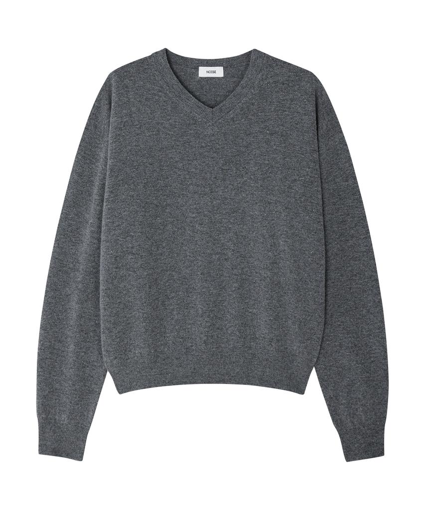 NOISE Cashmere Merino Wool V-Neck Knit - Charcoal