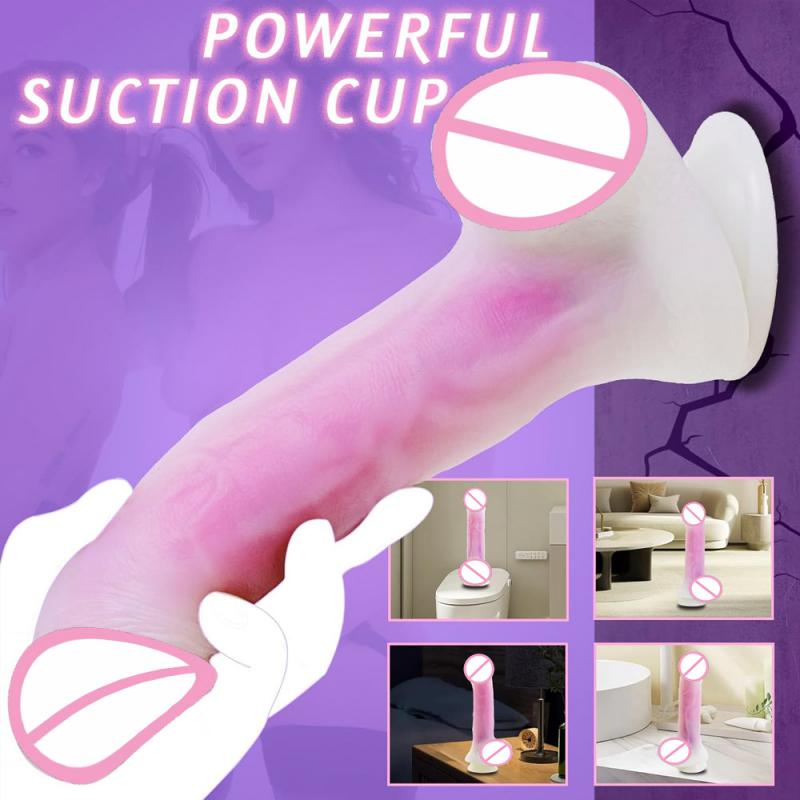 Realistischer weiblicher falscher Dildo Dehnend und schwingend Elektrischer falscher Penis Stimulator Weibliches Sexspielzeug Penisvibrator Großer Penis