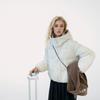 GMXIA Women's Vintage Casual Solid Color Print Autumn Winter Long Sleeve Stand up Jackets & Coats