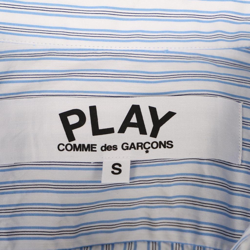 COMME des Shirt Long Sleeve Striped Black Heart Logo PLAY COMME des GARCONS PLAY S STRIPED SHIRT B020 Blue L [PLAY GARCONS] Men's [Item]