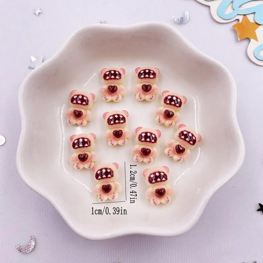 50pcs Resin Colorful Cartoon Love Bowknot Bear Figurines Flat Back Nail Art Decor DIY Scrapbook Jewellery Accessories Crafts