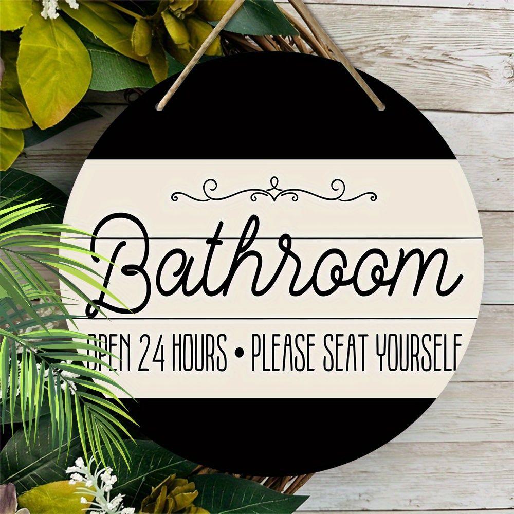 Wooden Hanging Decorative Signs, Toilet Decorations, 2D Flat Pendants, the Pattern Is the "Bathroom" Logo, a Housewarming Gift for Friends