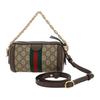 Gucci Ophidia Removable Chain Shoulder Strap Zipper Closure Crossbody Bag Canvas And Leather Trim Mini Women Handbags Beige Ebony 795208-96IWG-8745