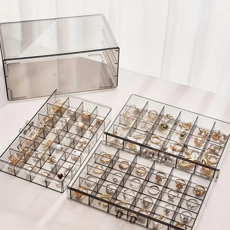 72 Grid 3-Layer Jewelry Storage Box - Elegant Practical Display Stand for Jewelry Storage Box