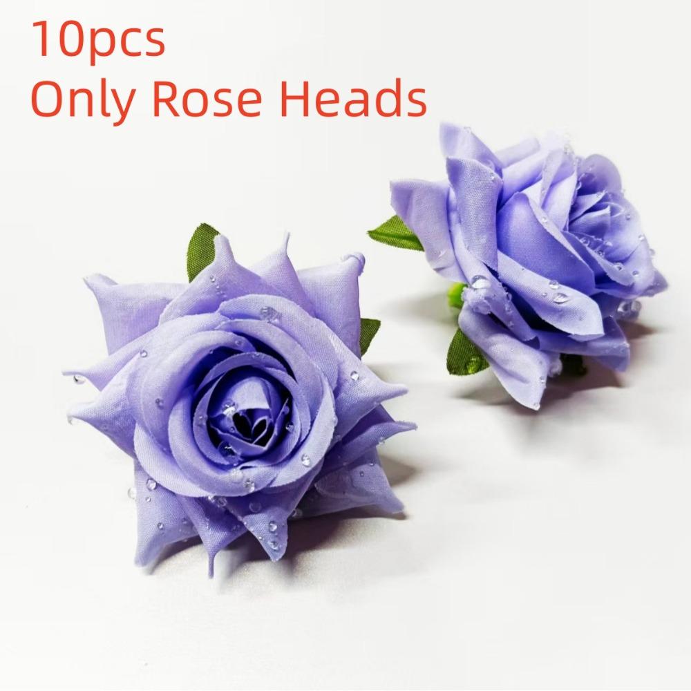 10pcs 3D Dew Drops Artificial Rose DIY Elegant Flower Arrangement  Home Decor