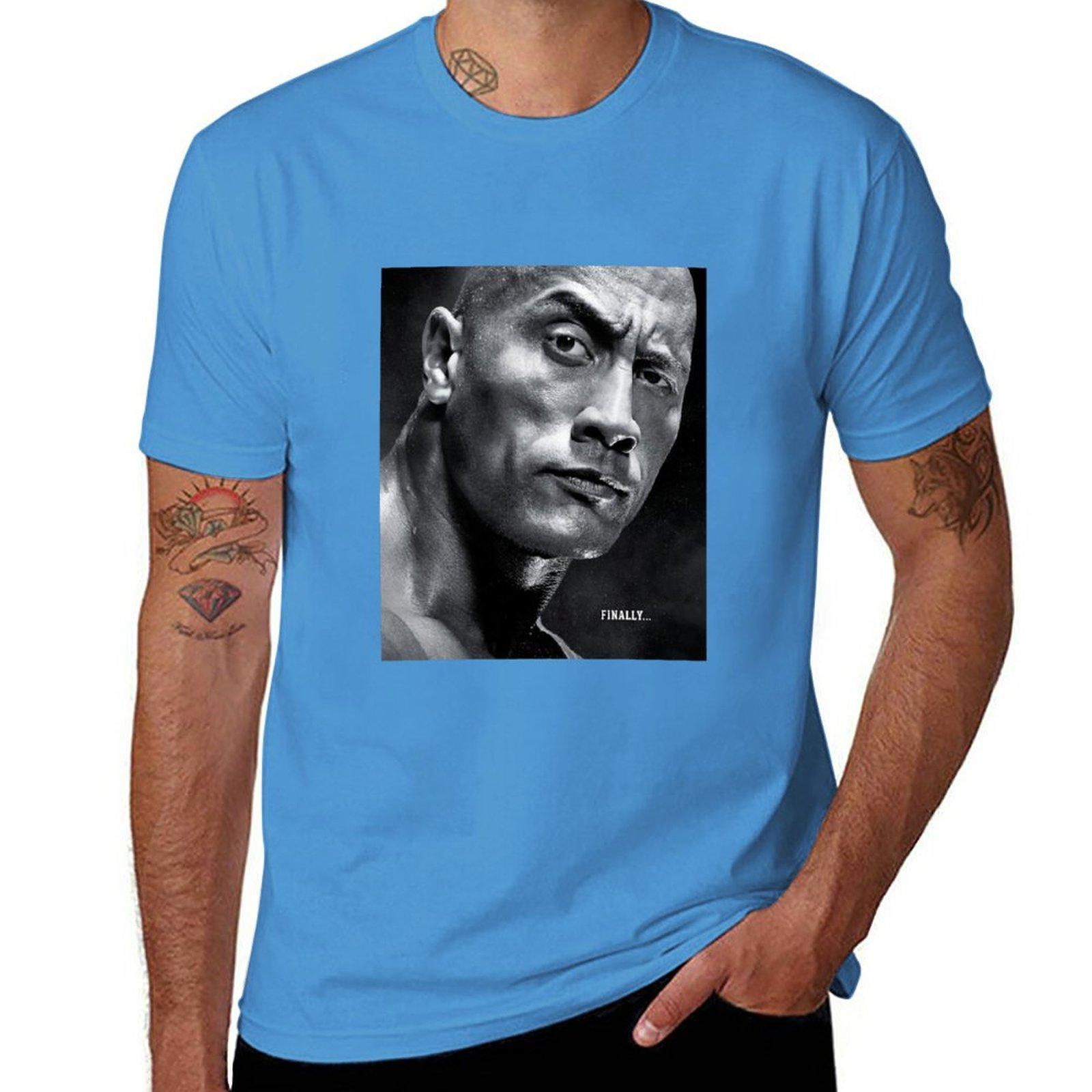 dwayne the rock johnson TShirt summer tops sweat t shirt for men S