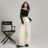 Women's High-Waisted Wide-Leg White Jeans - 2025 Autumn Collection, Loose Fit, Floor-Length, Slimming Casual Style