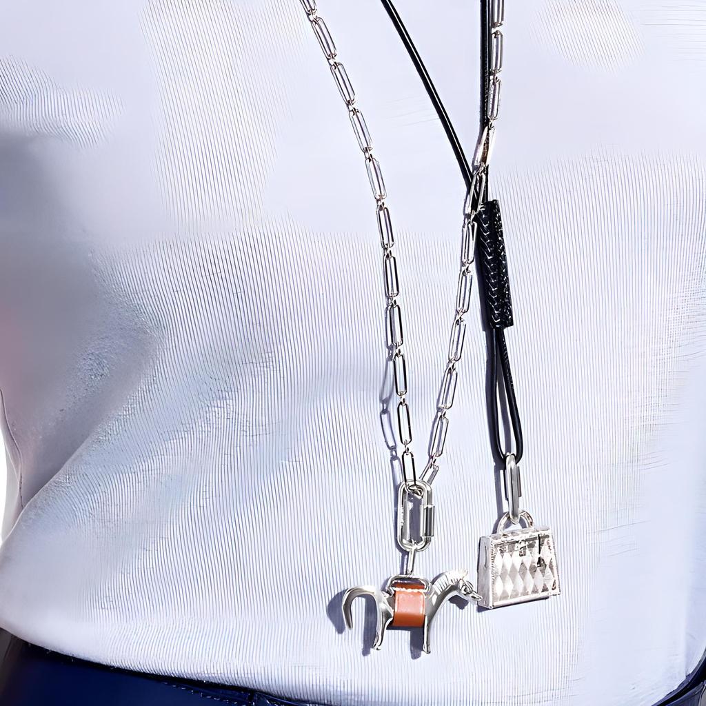 Hermes Curiosite Kelly Pendant Necklace Women Necklace Silver H071663FP-00