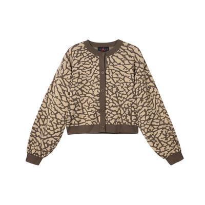 Womens Flight Jacquard Knit Cardigan (Asia Sizing) Palomino Cement Women Streetwear DX0449-274