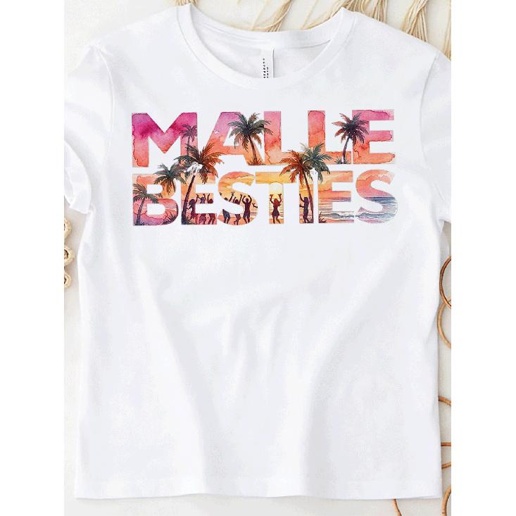 Malle Besties Mallorca Bachelorette Party T-Shirt - Y2K Retro Oversized Unisex Tee Suitable For Men & Women, Hot Transfer Print Baggy Fit With