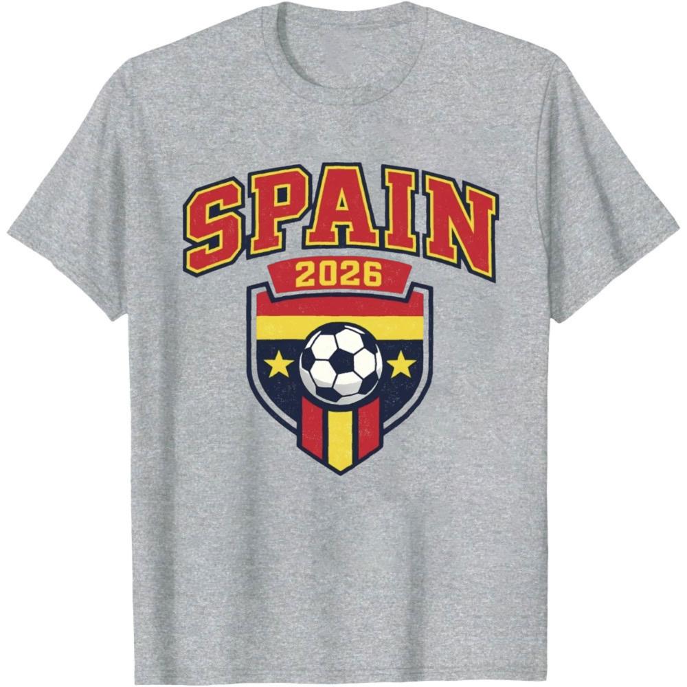 Spain 2026 Soccer Tshirt Unisex Unisex Spain National Football Team Fan Support Tee Casual Cotton Patriotic Graphic Tshirt XL