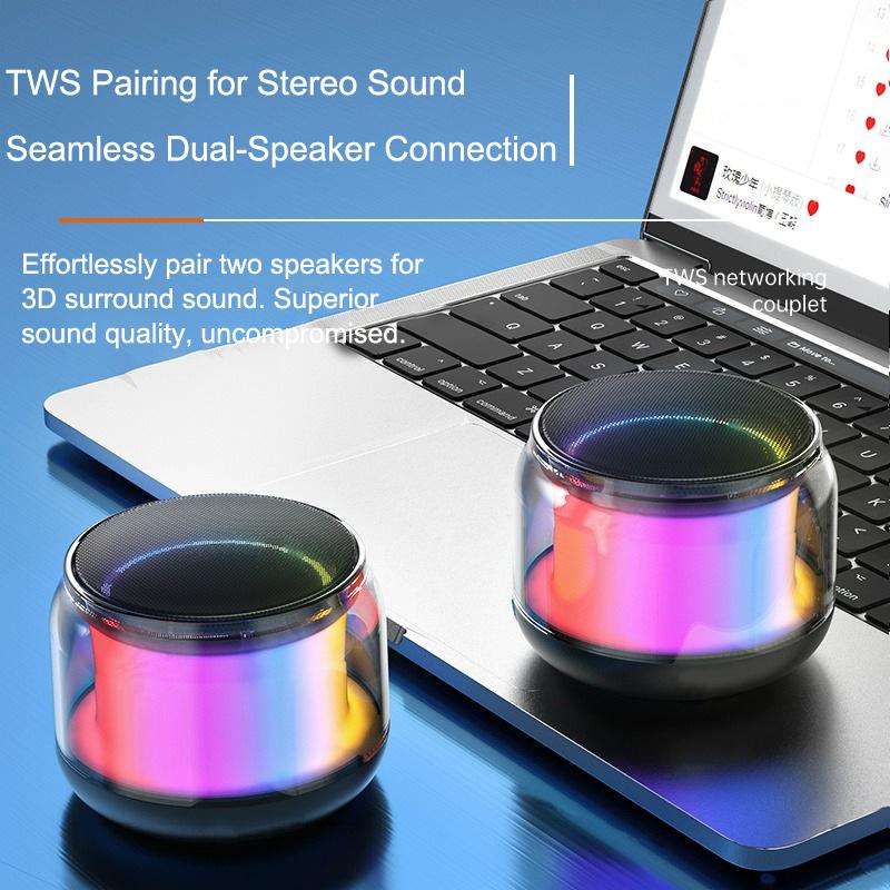 Mini Portable Bluetooth Speakers Wireless With Multicolour Lights, Stereo Pairing Desktop & Portable Wireless Speaker