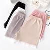 Spring-Summer Women's Ice Silk Lace Trim Leggings with Vertical Stripes and Anti-Exposure Three-Point Safety Design