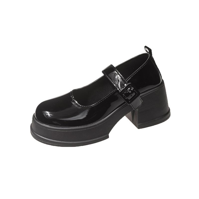 

Туфли женские Мэри Джейн на толстой подошве, весна и осень, однотонные, удобные, толстые, с неглубоким горлом, маленькие кожаные туфли, женская модная обувь 40