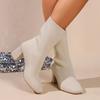 Damskie buty na grubym obcasie do połowy łydki Nowe elastyczne buty na wysokim obcasie dla kobiet Buty na obcasie Sukienka Casual Damskie buty typu Chelsea