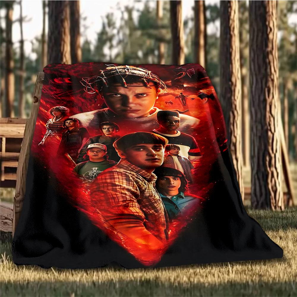 1pc Stranger Things Outdoor Personalized Flannel Blanket, Soft, Lightweight Personalized Flannel Blanket, Digital Printing,