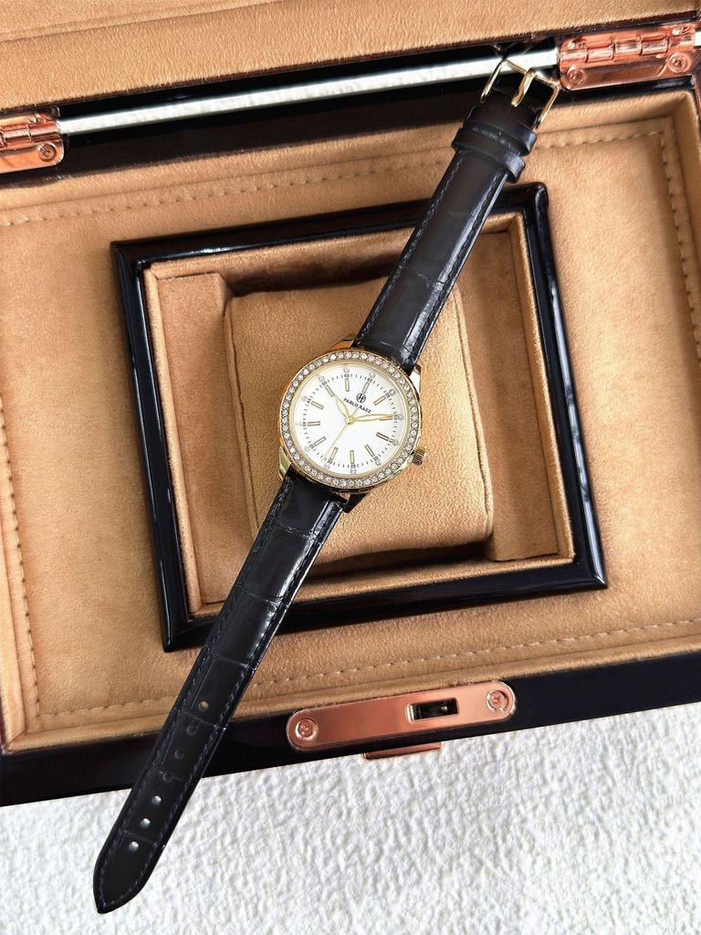 Pablo Raez Women's Luxury Gold Rhinestone Waterproof Wristwatch