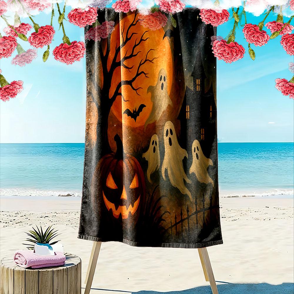 Hauntingly Eerie Moonlit Scene Print Beach Towel, Quick Drying, Suitable for Travel, Outdoor Sports, Jogging, the Beach and Swimming, Gift