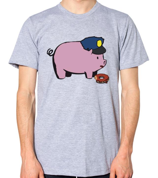 Pig Cop Donut T-Shirt Men Women Unisex Top Funny Police Officer S разноцветный